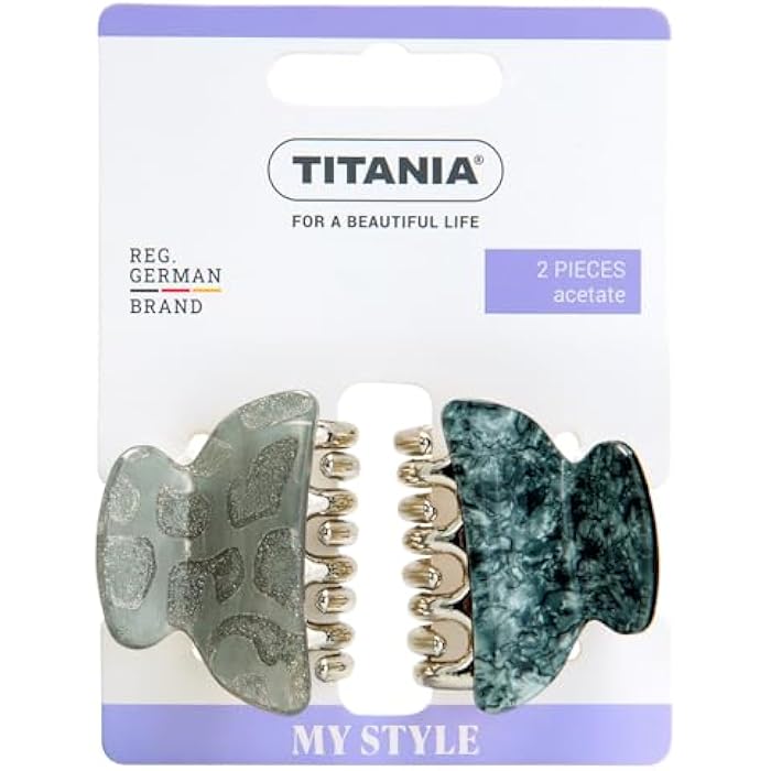 Titania 8251 Acetate Hair Clips 2-Pieces, 4 cm Length, Multicolor